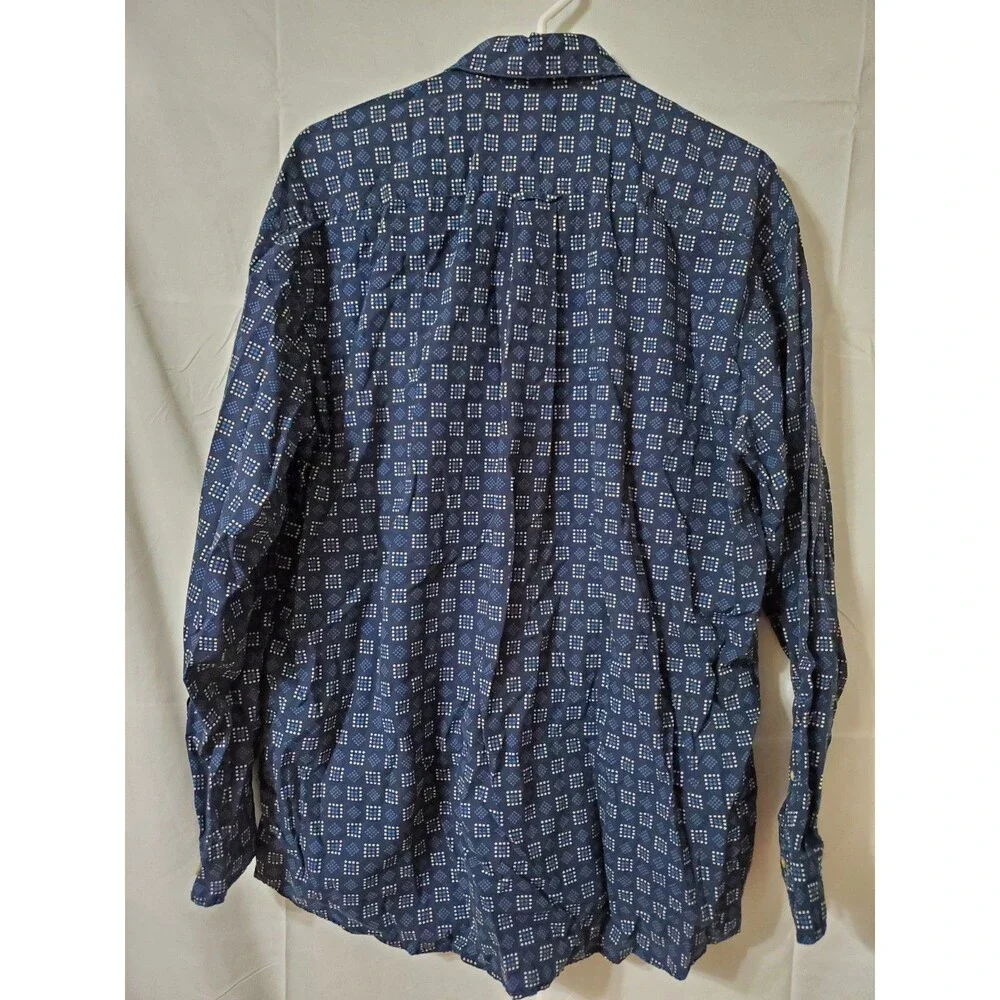 Vintage Banana Republic Shirt Mens Medium Blue Long Sleeve Button Up Geometric